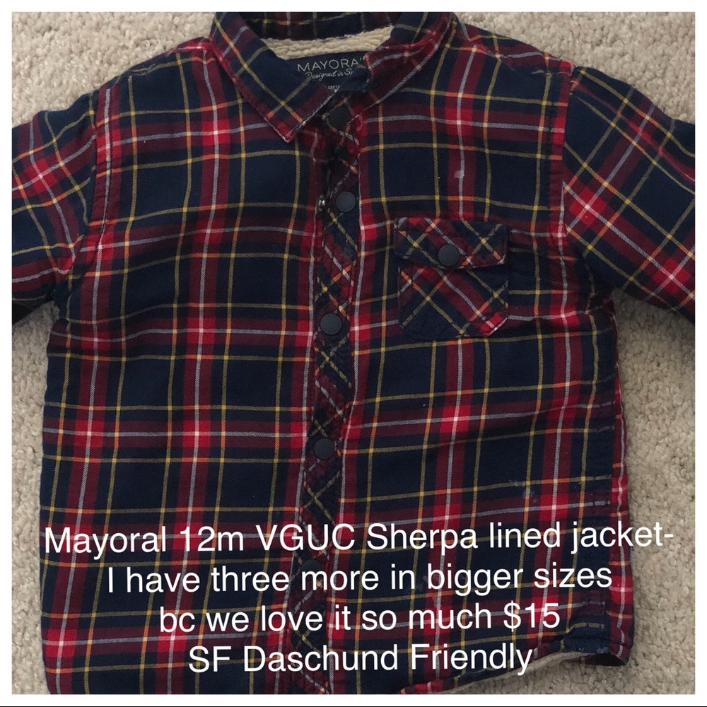 Mayoral Sherpa lined flannel jacket 12 months